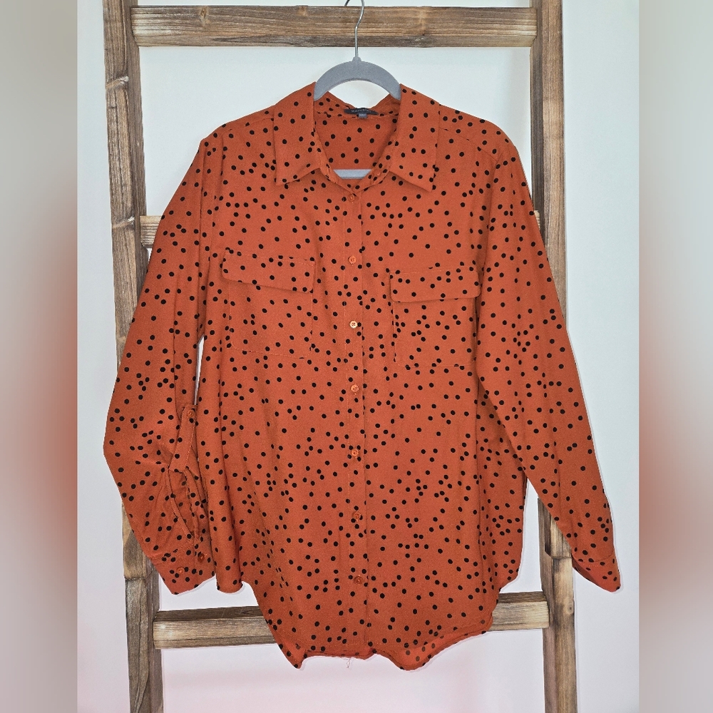 Polka Dot Button-Up Shirt
